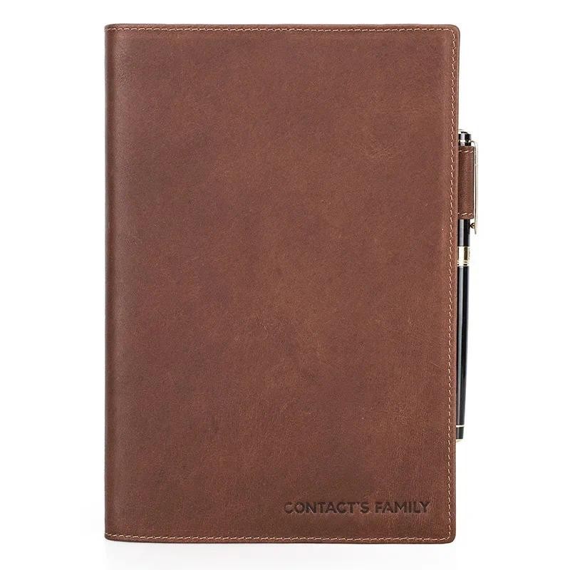 

A5/B5 Laptop Notebook Cover Genuine Leather Handmade with Pen Slot Convenient for Business Stationery School Office Supplies
