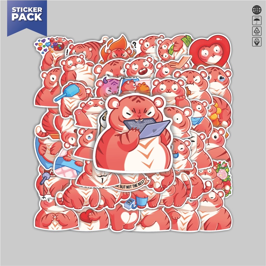 

[100PCS]Stiker Pack Stiker Cute Animal Harimau Roulette Aesthetic Vinyl Anti Air Dekorasi Sticker Laptop Buku Journal Koper Helm Casing HP Gitar Helm Skateboard