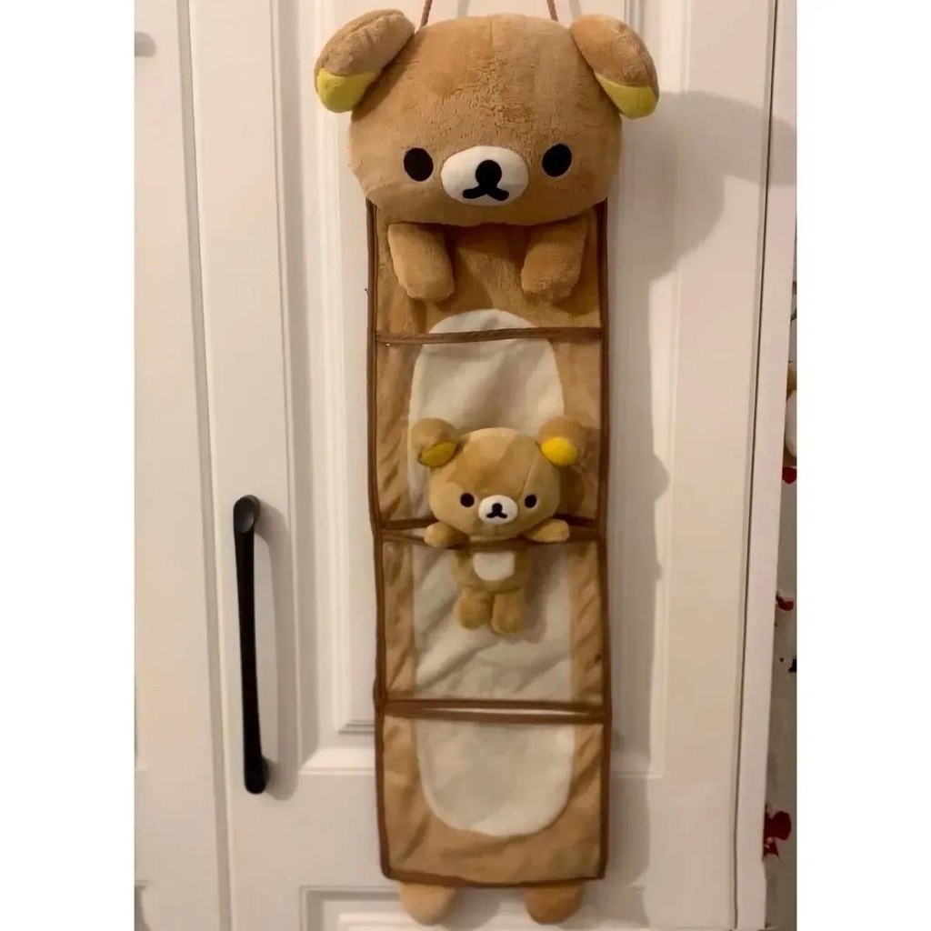 

Kawaii Rilakkumas Wall Hanging Storage Bag Cartoon Rilakkumas Bear Door Hanging Bag Large Capacity Sundries Storage Bag Gifts