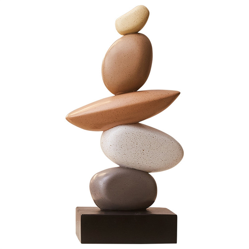

Modern Resin Stacked Stones Sculpture - Abstract Balanced Rock Art for Various Room Types, Decorative Tabletop Accent -B12B