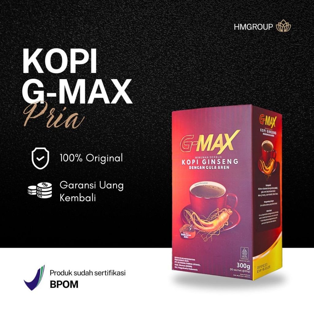 

TERLARIS Kopi G-max Original Kopi Stamina Pria Terbaik Sertifikasi Halal dan Bpom 1 box isi 10 sachet