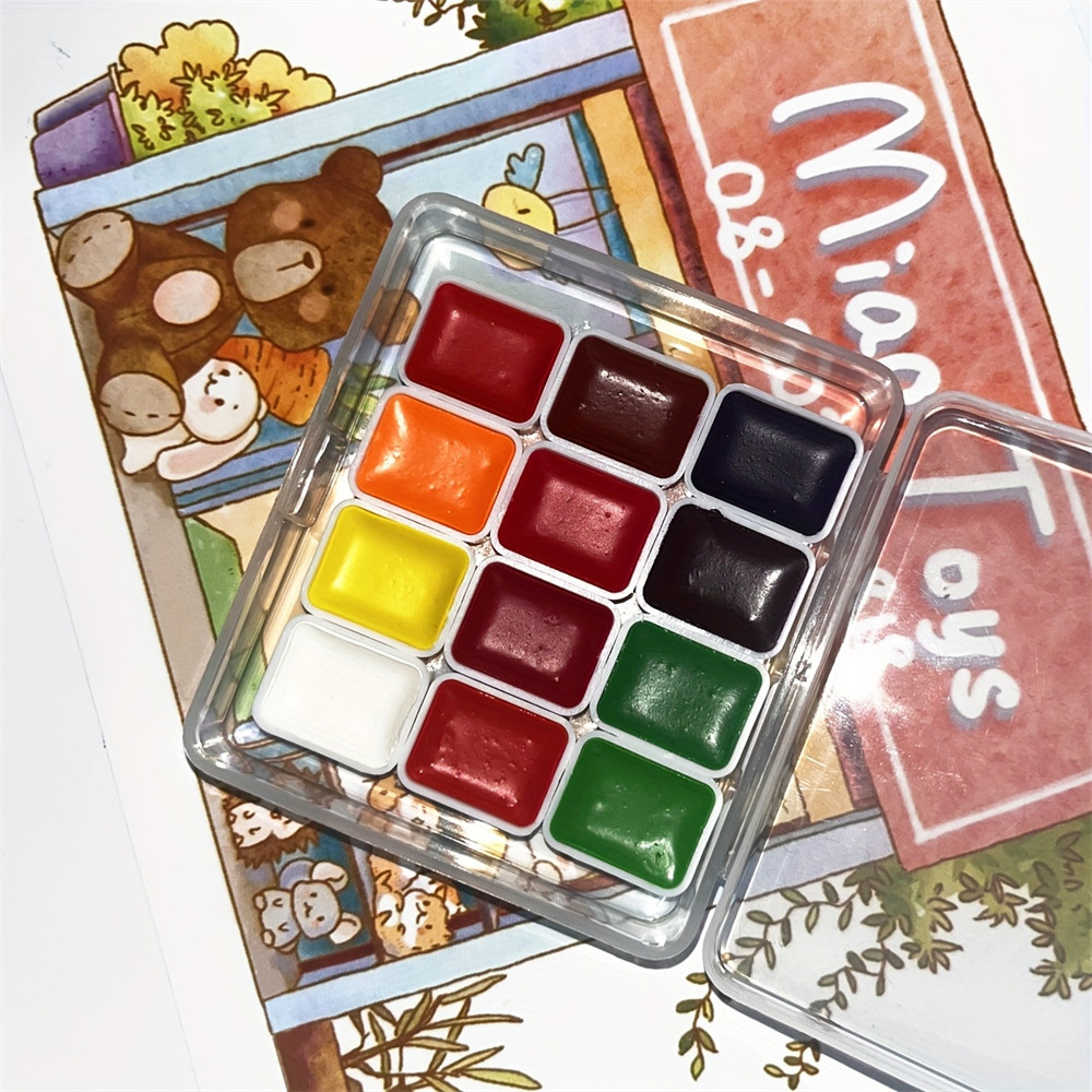 

12 Fluorescent Color Solid Watercolor Pigment Portable Neon Watercolor Pigment Hand-painted Art Pigment Fluorescent Pigment Art