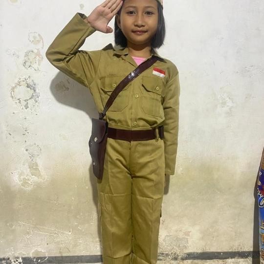 BAJU PEJUANG ANAK, BAJU VETERAN ANAK, BAJU BUNG TOMO - pejuang+sabuk, 2(3-4)