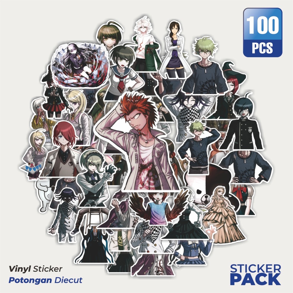 

MURAH 100 PCS Stiker Anime Danganronpa Waterproof Aesthetic- Untuk Laptop, Motor, dan Helm - Paper Stationery Pack