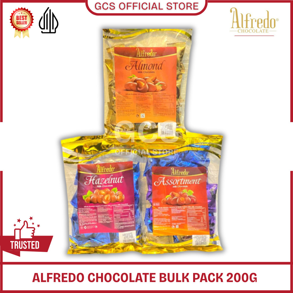 

Alfredo Bulk Pack Milk Chocolate Hazelnut Almond Assortment Coklat Susu Kemasan 200 gram 200g