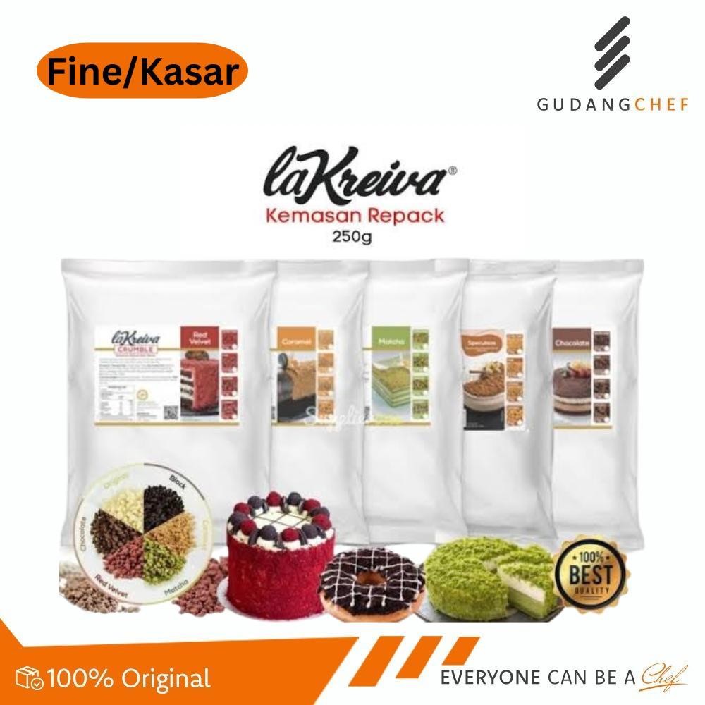 

La Kreiva Cookie Crumble Fine Topping All Variant 250gr REPACK / Remahan Biskuit Kasar La Kreiva
