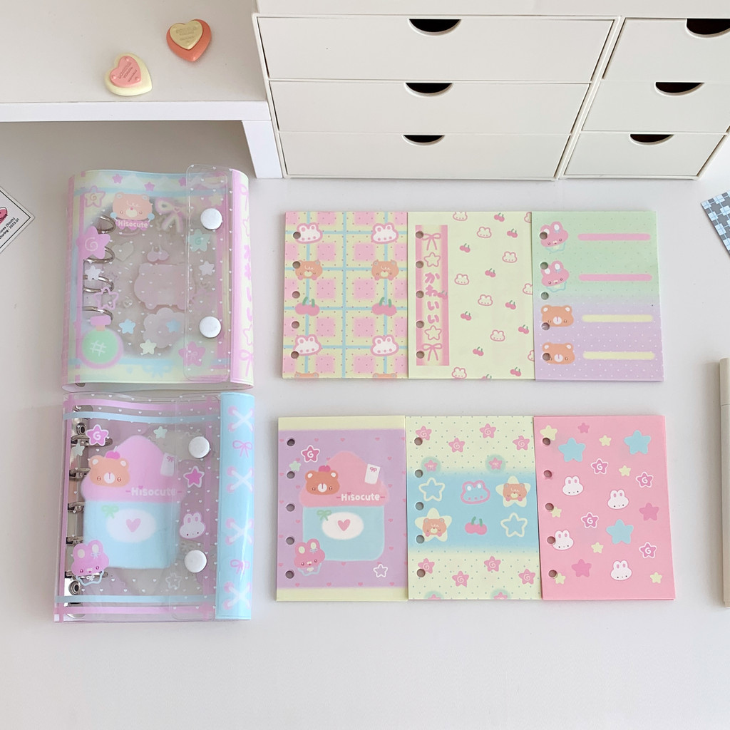 

Kawaii M5 Binder Notebook With Refill Paper Cute Bear Mini Schedule Book School Stationary Notepad