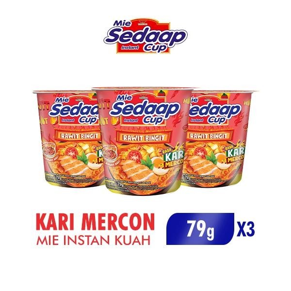 

Sedaap Cup Mie Instan Kari Mercon Cabe Rawit Asli 79 gr x 3 Pcs