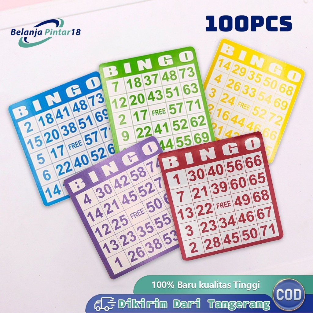 100pcs/set Kartu Bingo 5 Warna Bingo Card Lengkap Besar Bingo Card Set Board Game