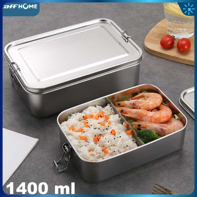 TaffHOME Kotak Makan Lunch Box Stainless Steel 2 Grid 1400ml - UP-14
