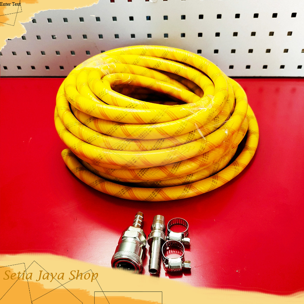 Selang kompresor angin 5 , 10 meter, selang kompresor 3 layer, selang 1set dengan sambungan coupler 