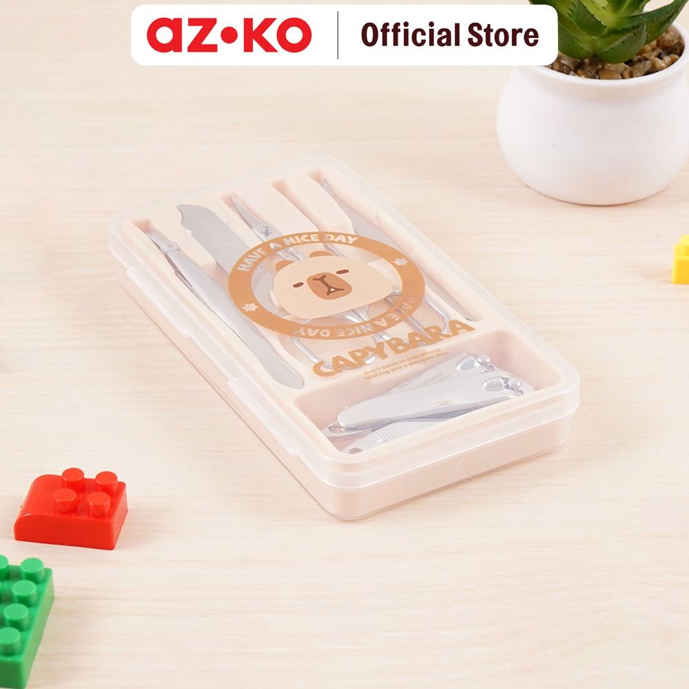AZKO Ataru Set Gunting Kuku Manicure Capybara - Krem Set Nail Clipper Alat Pemotong Kuku Manicure Cl