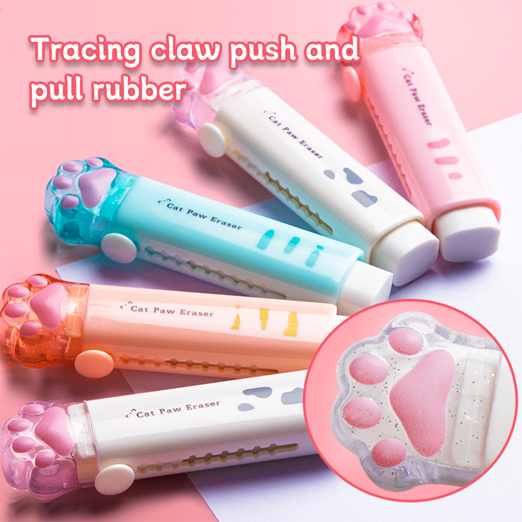 

4pcs Kawaii Eraser Cartoon Pencil Erasers Set Student Cat Paw Rubber Aesthetic Office & School Supplies Stationery