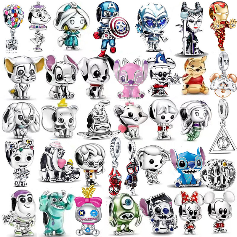 MINISO S925 Sterling Silver Spider Super Man Charm Bead Fit Original DIY Marvel Bracelet Women's Pen