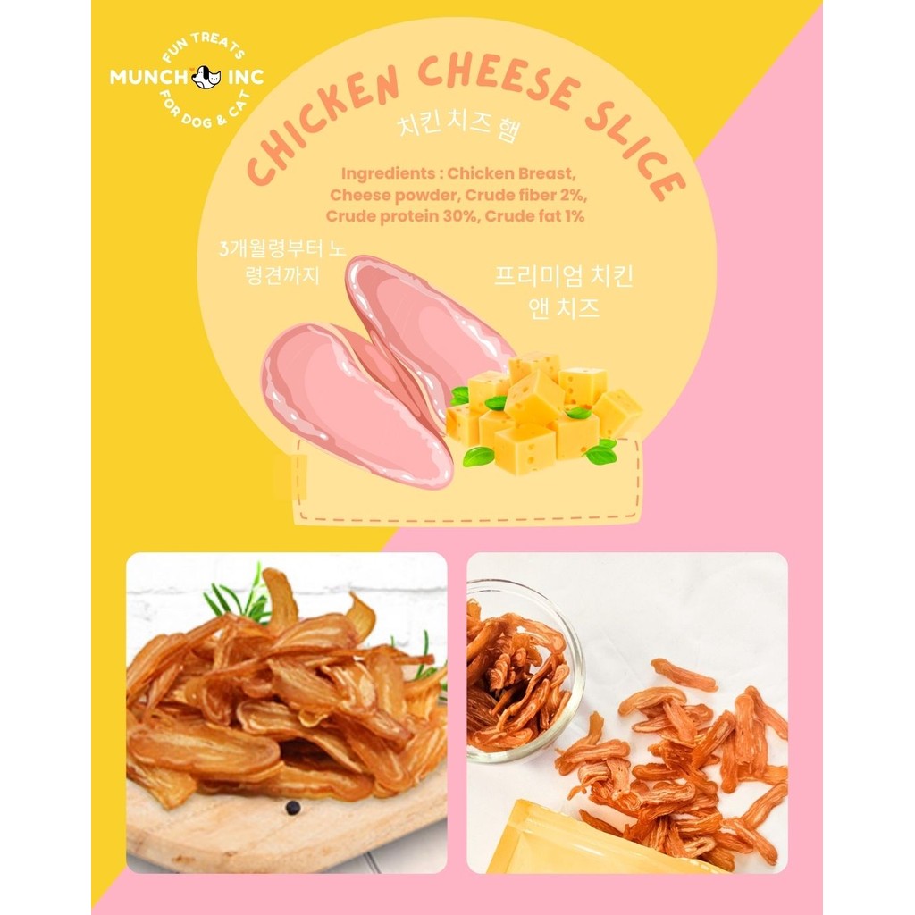 Munch Inc Dog Cat Snack Chicken Cheese Slice cemilan anjing kucing sehat import
