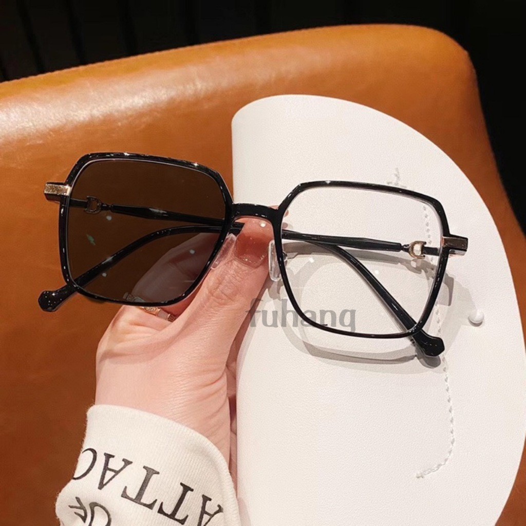 Fuhang Kacamata Wanita Pria Frame Kotak Lentur Optik Blueray Photocromik Bluecromik Minus Baca 0366