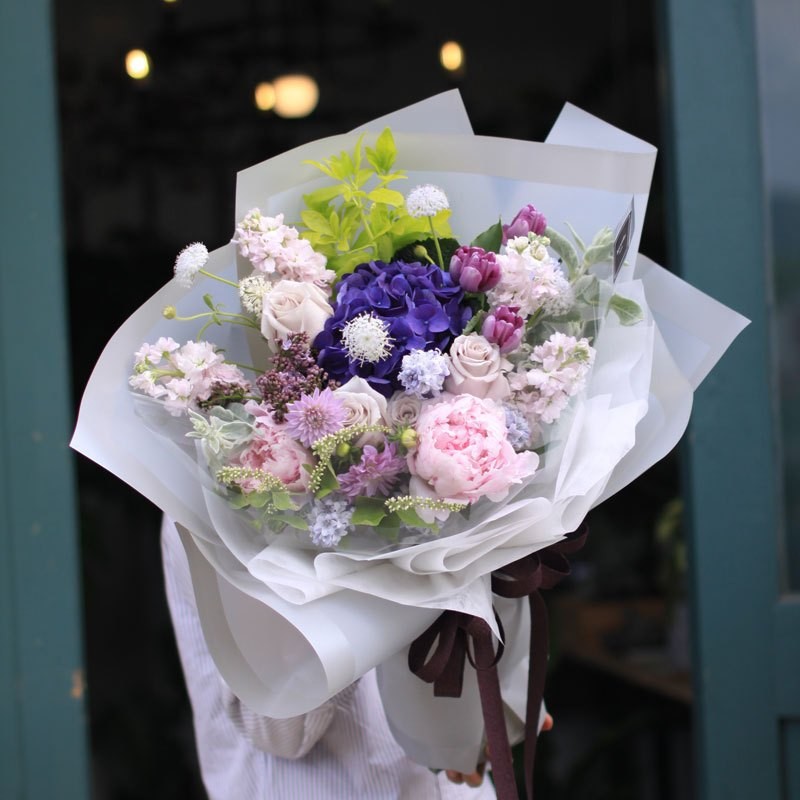 

Sky Floral Wrap Kertas Buket Big Wide Line Cellophane Flower Wrapping Paper KB27