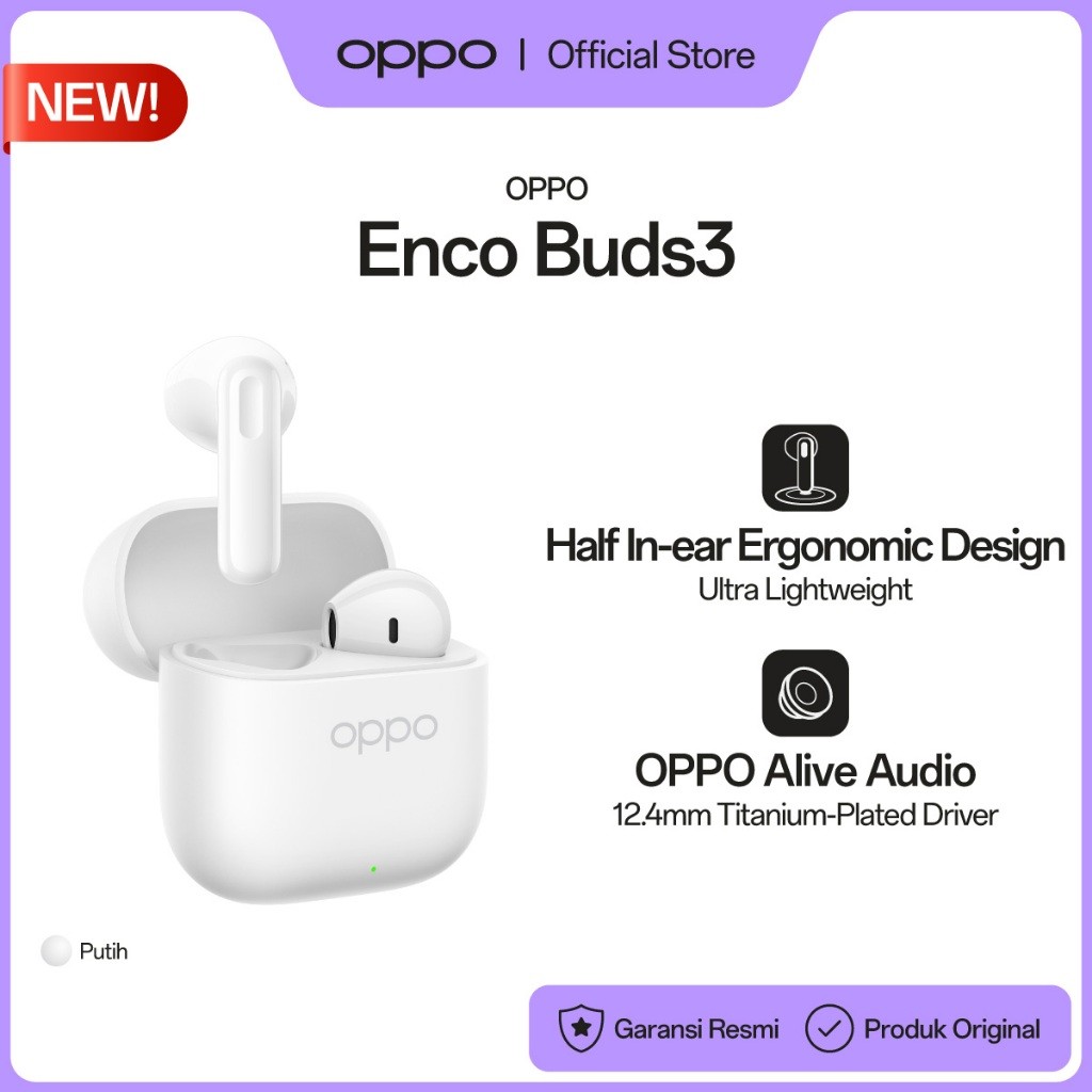 OPPO Enco Buds3 True Wireless Earbuds [Half In-ear Ergonomic Design, 48 Hours Long Battery Life, AI 