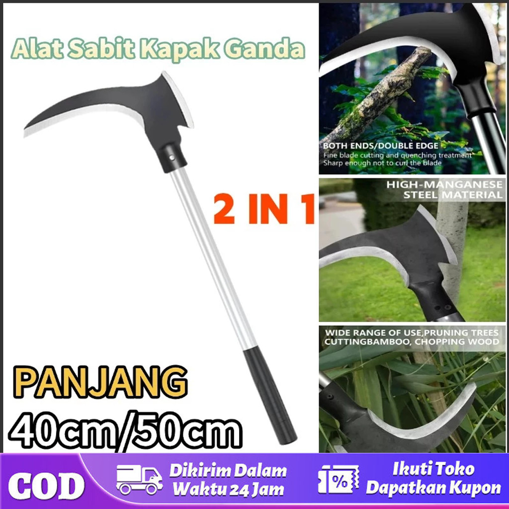 Ukuran  besar Alat Sabit Kapak Ganda Baja/Sabit Ranting Pohon/ Sabit Rumput/ Padi Pembelah Bambu Pem
