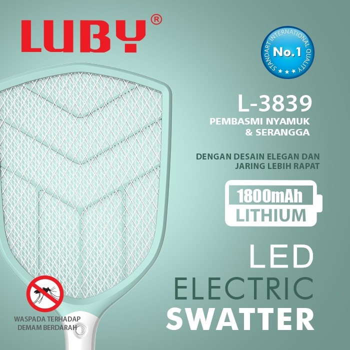 LUBY Raket Nyamuk Type L3839 L 3839 Cas Baterai Mosquito Swatter Pembasmi Setrum Anti Nyamuk