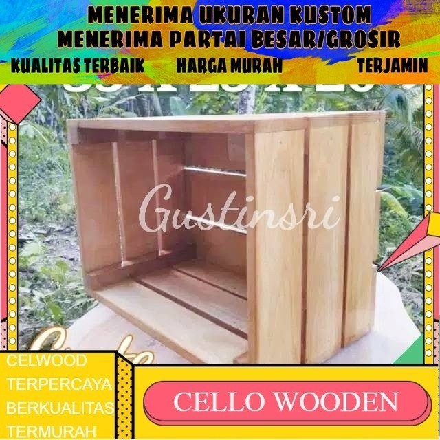 WOODEN CRATE KOTAK KAYU DEKORASI RUSTIC STORAGE BOX KAYU JATI BELANDA /Kotak serbaguna jati belanda
