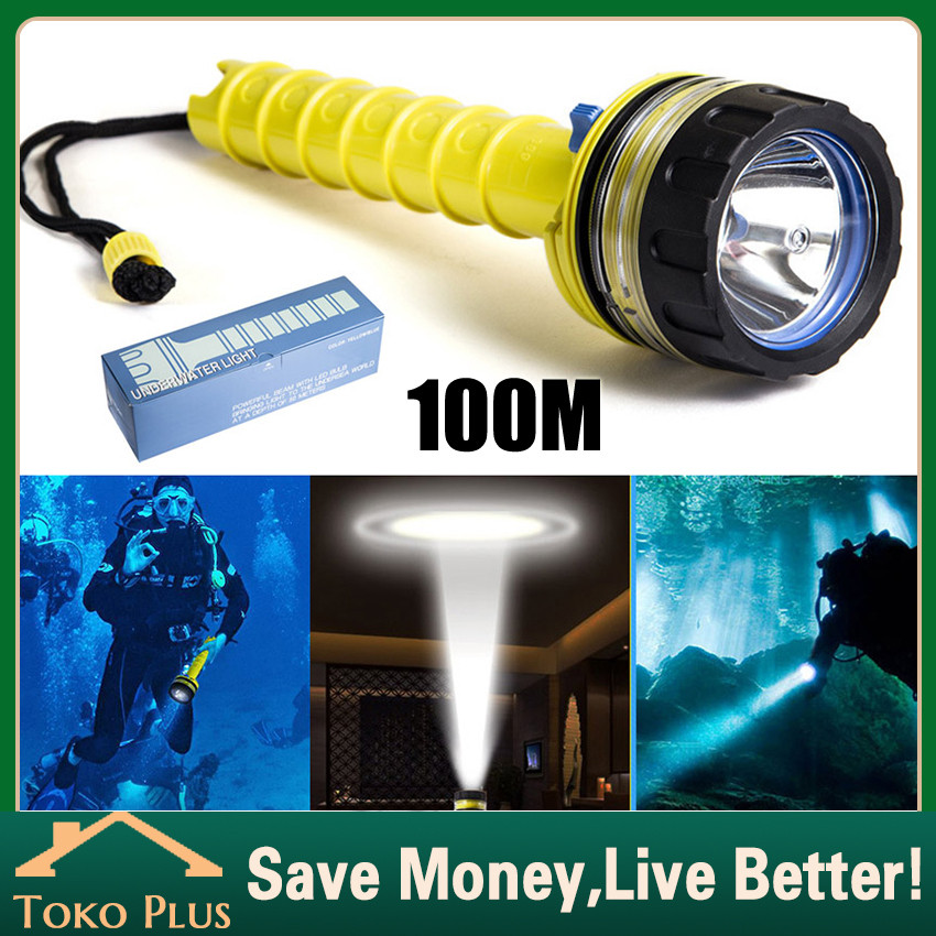 LED Senter Selam Profesional Tahan Lama Lebih Dari 24 Jam Tahan Air Super Terang Senter Selam scuba 
