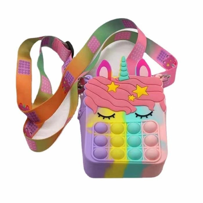 Tas Pop it Unicorn Import Tas Selempang Anak Pop it Terbaru Tas Anak - Ungu