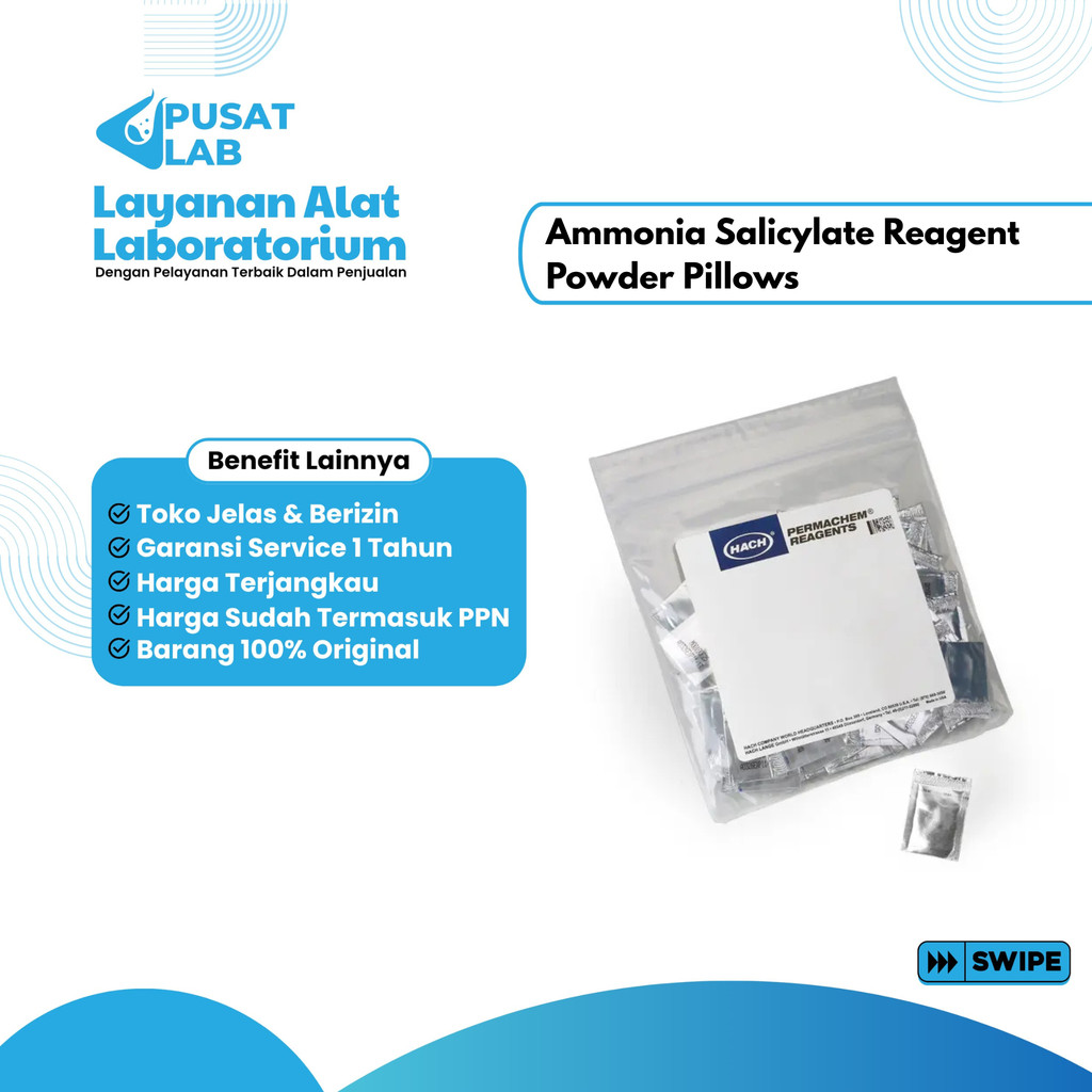 Ammonia Salicylate Reagent Powder Pillows, 10 mL, pk/100, 2653299 Hach