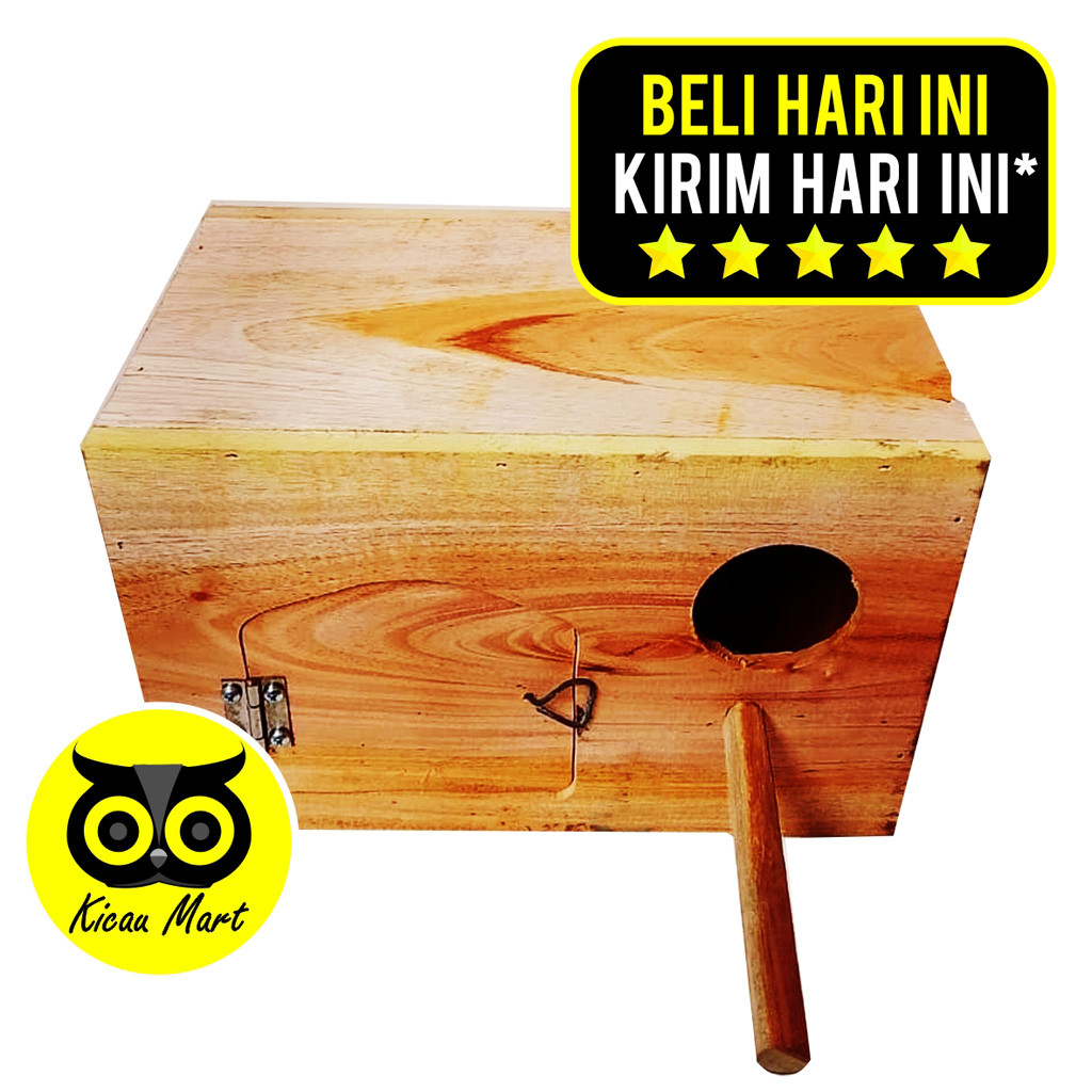 KICAU MART Glodok Parkit fullset Tangkringan & Pintu Gelodok Kayu Rumah Tempat Sarang Ternak Bertelu