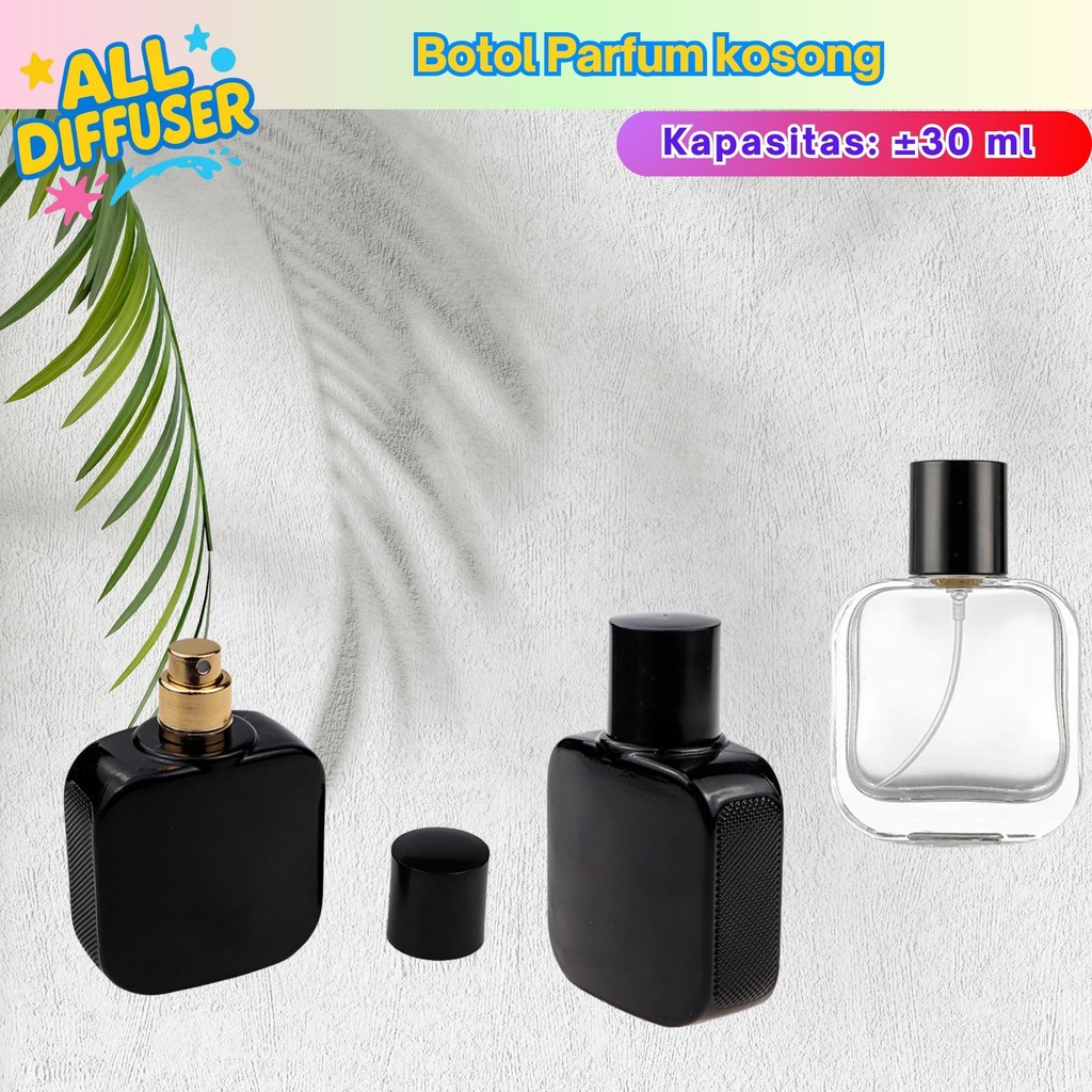 [ALLDIFFUSER] BOTOL PARFUM KOSONG 30ML FULL BLACK PUTAR/DRAT - BOTOL PARFUM MEWAH - BOTOL PARFUM KOS