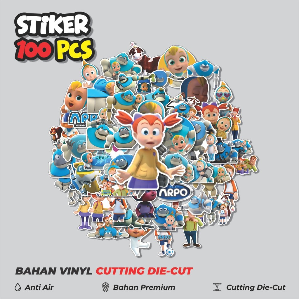 Terbaru! 50 pcs Stiker Arpo The Robot For All Kids Cartoon Dekorasi Lucu Kreatif untuk Notebook, Ska