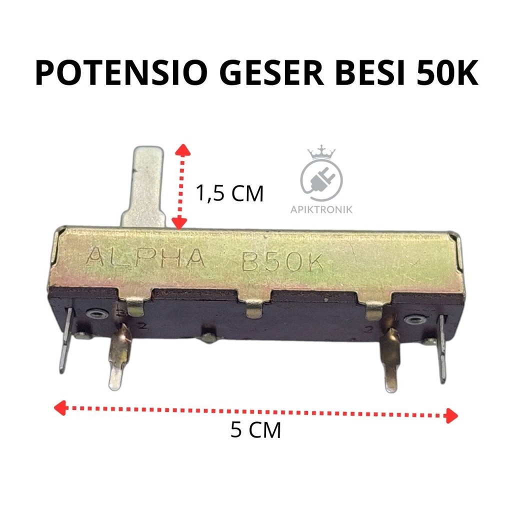 Potensio Geser Besi 50K – Panjang 5CM Untuk Mixer Audio