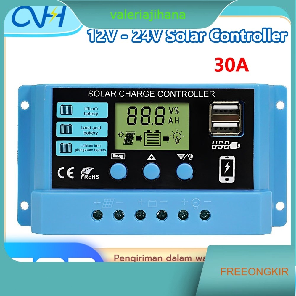 Solar Charge Controller LCD LED Display Solar PWM 12V/24V 30A USB Panel Surya Charge/controller sola