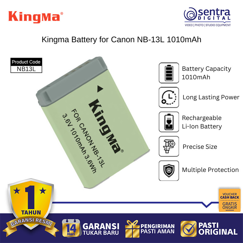 Kingma Baterai NB-13L Lithium Ion 1010mAh untuk Canon G7X G9X SX740 Baterai Cadangan Kamera