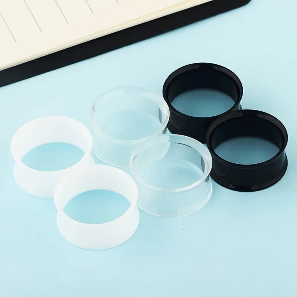2pcs White Black Transparent Acrylic Ear Tunnel Plug Ear Gauges Piercing Double Curved Saddle Expand