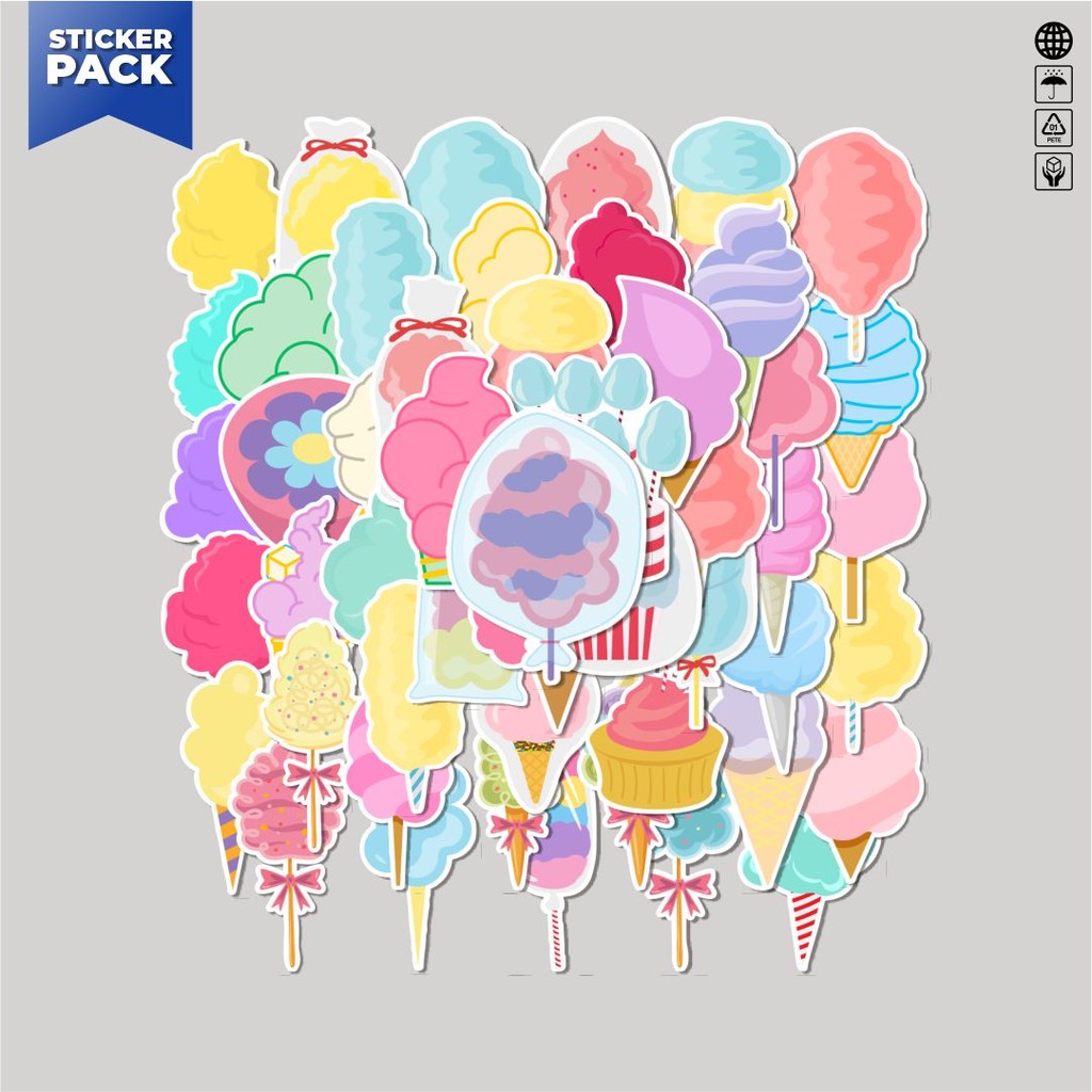 [100PCS]Stiker Pack CC2 - Cotton Candy V2 Cartoon Aesthetic Vinyl Anti Air Dekorasi Sticker Laptop B