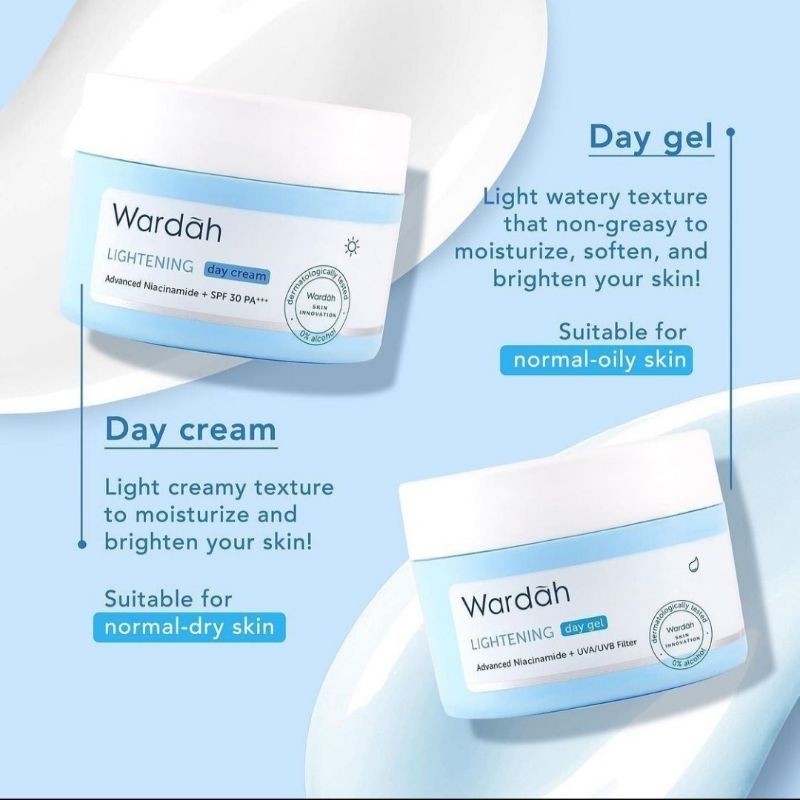 Wardah Lightening Day/Night Cream 30gr | Pelembab Wajah/Krim Siang/Krim Malam