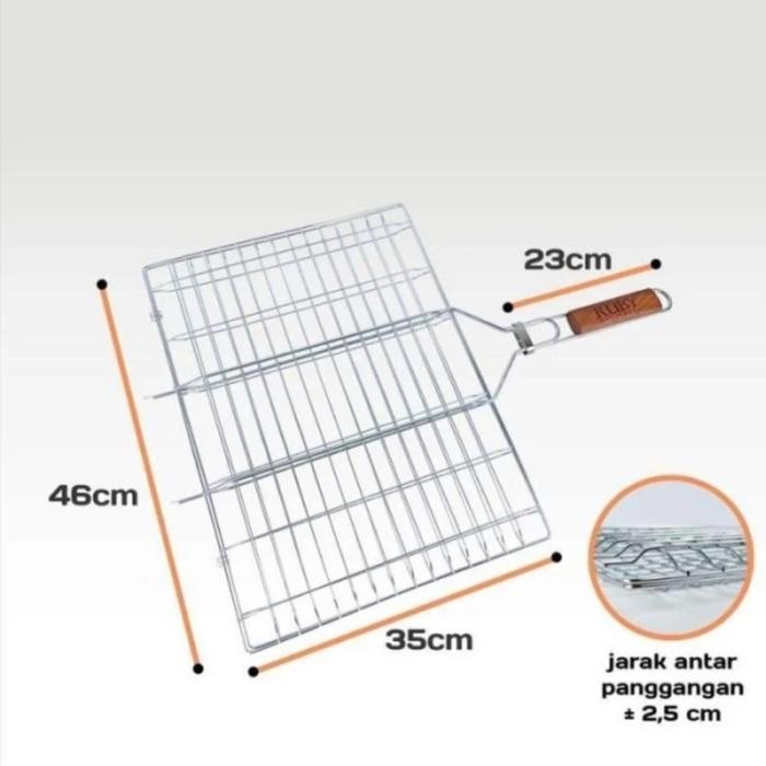 Ruby Panggangan Ikan Stainless Jepit Panggangan Ikan Tebal - Size L, Panggangan ikan