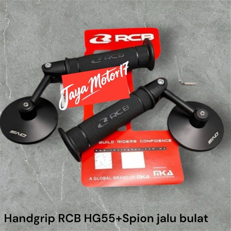 Handgrip RCB RacingBoy Original Hg55 + Spion Jalu Bulat Sarung Gas RCB Spion Jalu Universal Semua Mo