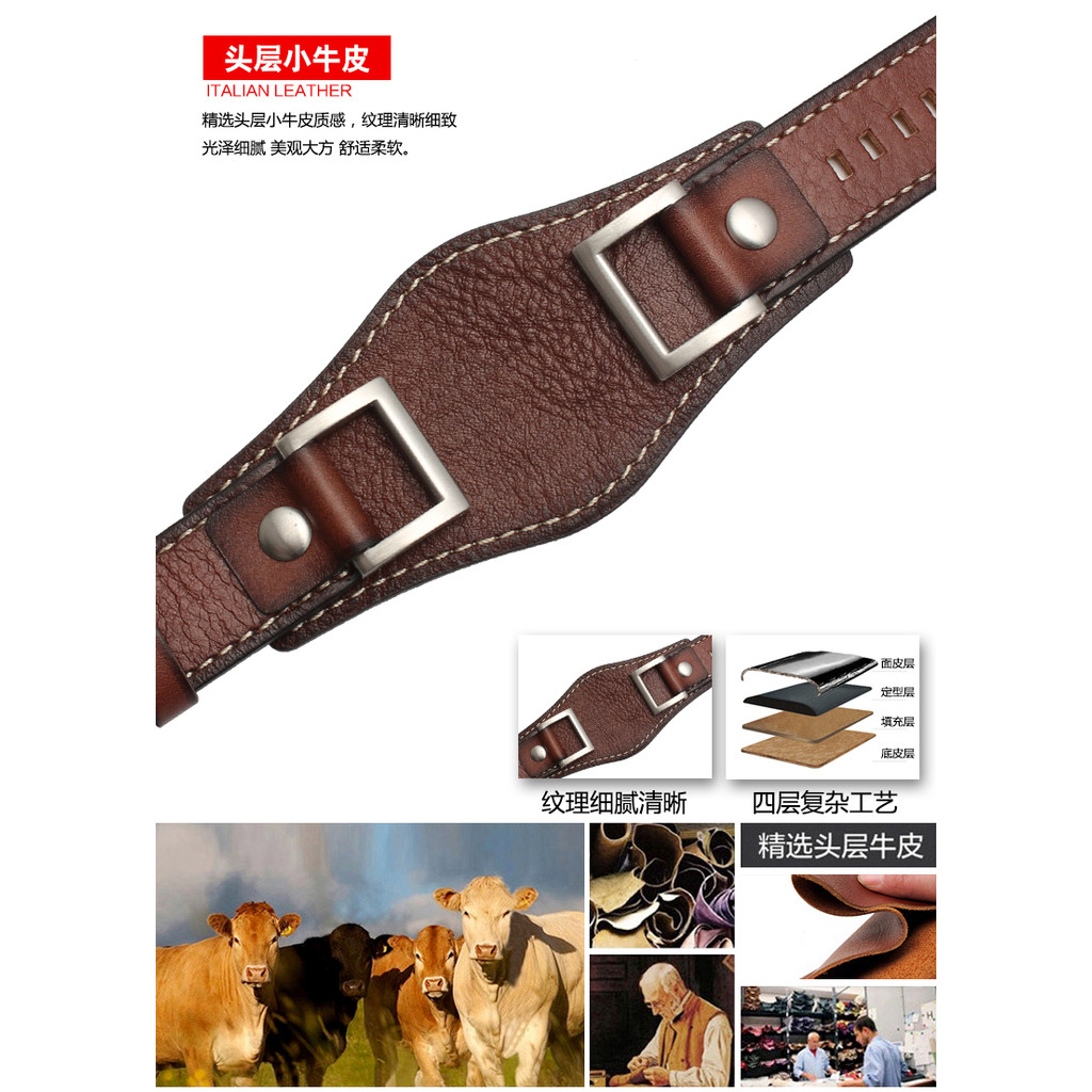 High Quality leather strap For Fossil JR1157 Cowhide Watband Men Wat Band Vintage Bracelet Retro Sty