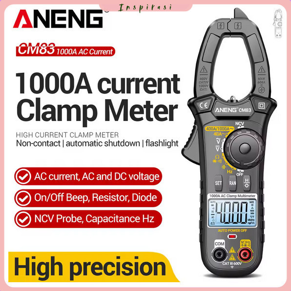 ANENG Clamp Meter Digital Multimeter Multitester LCD Flashlight 1000A - CM83