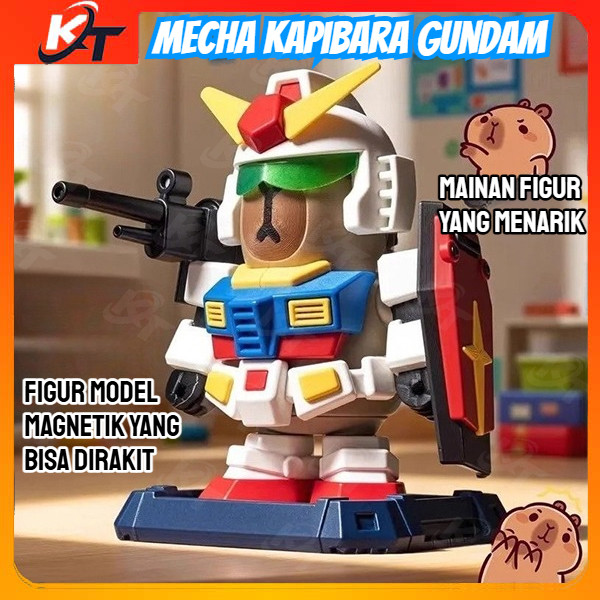 Mainan Kreatif Kapibara / capybara Gundam Mecha Magnetik Figur Mainan 3D Dekorasi Mainan Anak-anak