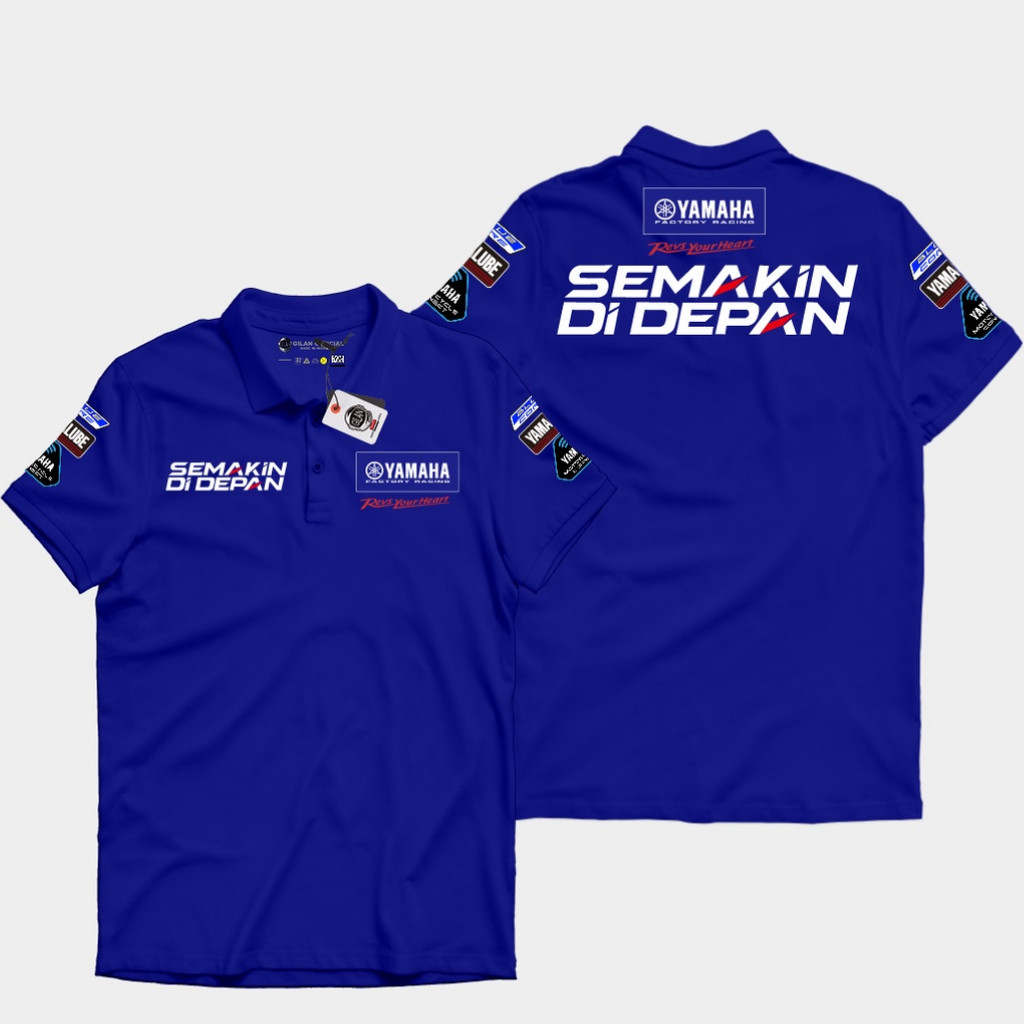 RIRUSHOP SAKAZUKI Kaos Baju Polo Kerah Motor Yamaha Semakin Di Depan T Shirt Tshirt Otomotif Unisex 