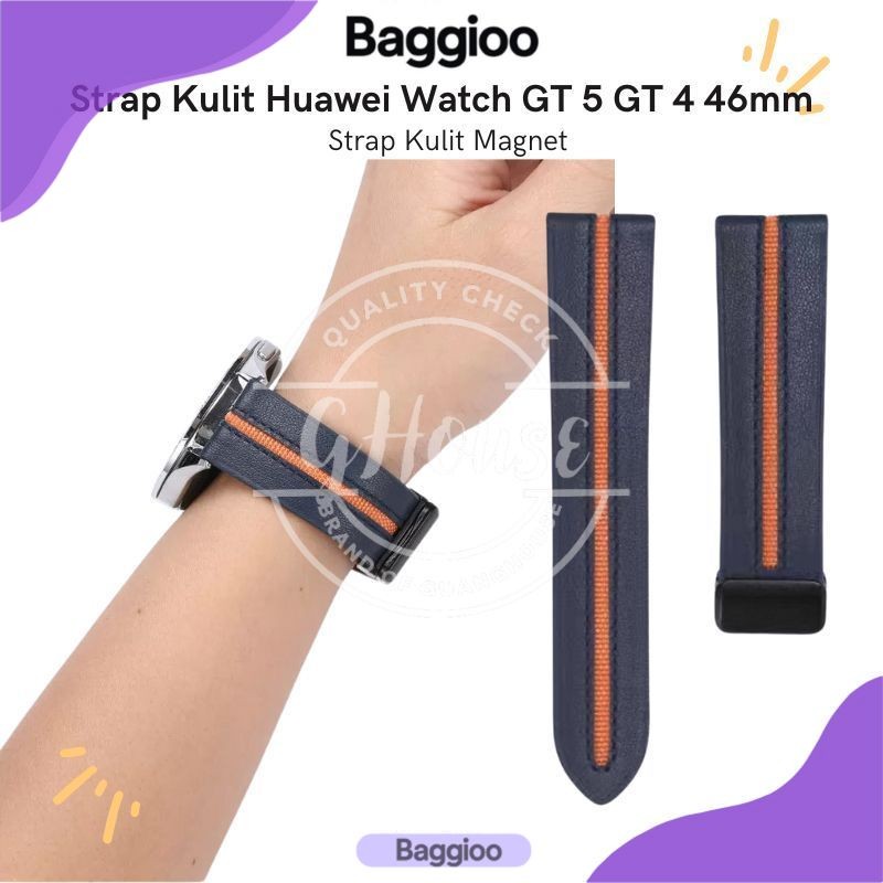 Baggioo Kulit Strap Huawei Watch GT 5 46mm Kulit Asli Tali Jam Huawei Watch GT 4 46mm Bahan Kulit Lo