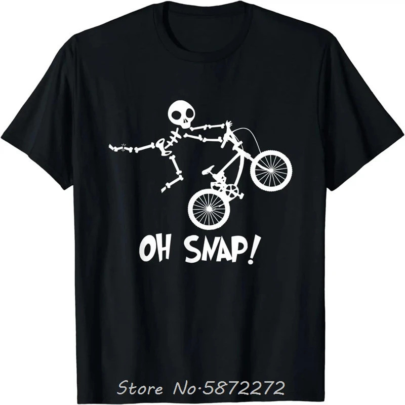 Mode Kaos BMX Biker Kerangka Lucu Snapping Oh Snap Balap Motor Pria Pakaian Lucu Kaos Grafis Kaos Ov