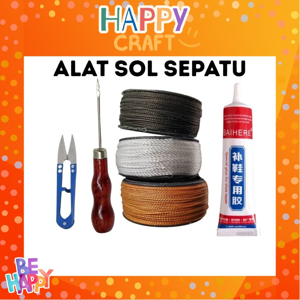 Benang Nilon sol sepatu / Jarum Sol Sepatu / Lem Sol