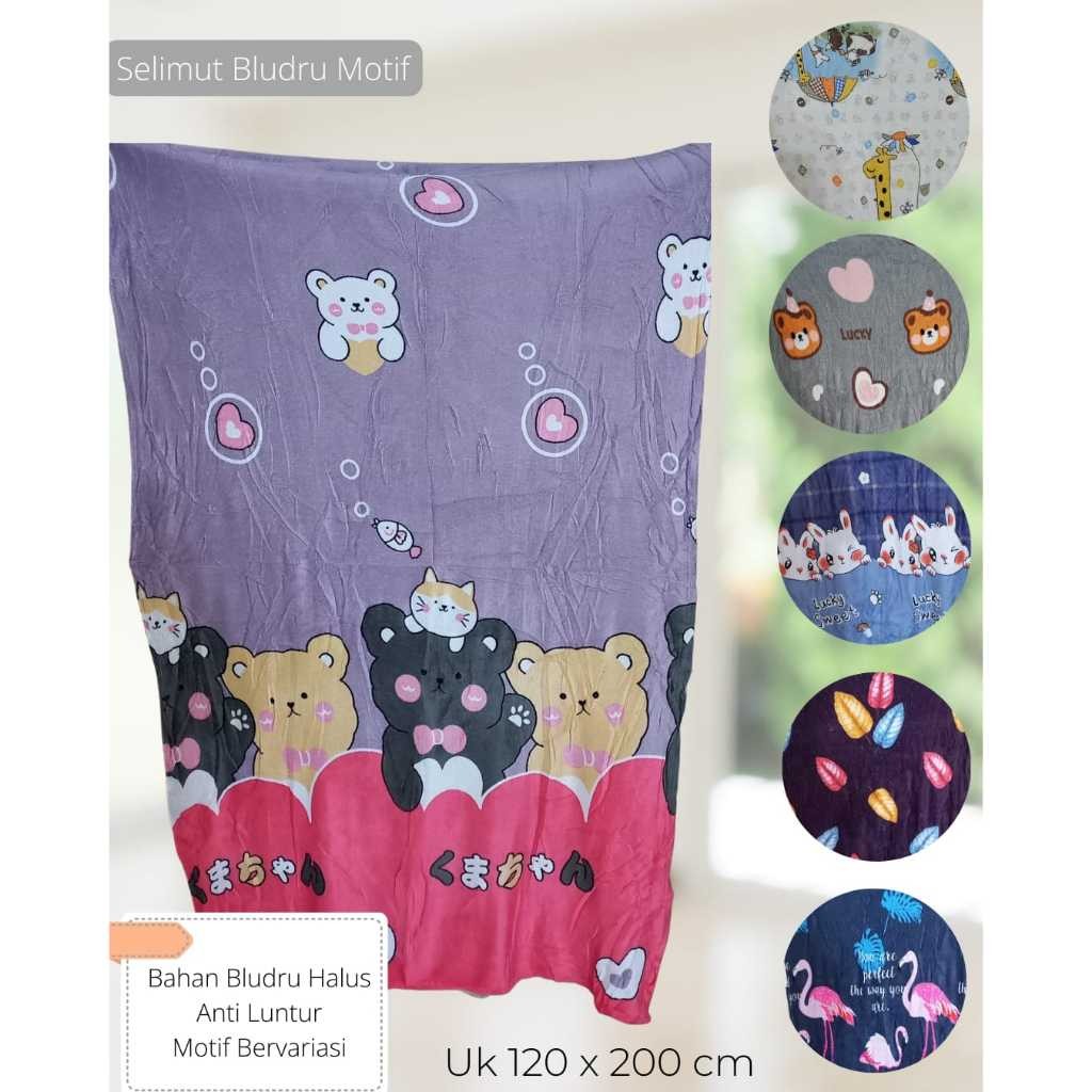 SELIMUT BLUDRU MOTIF KARAKTER ABSTRAK UK 120 X 200 CM - BwerkahShop88