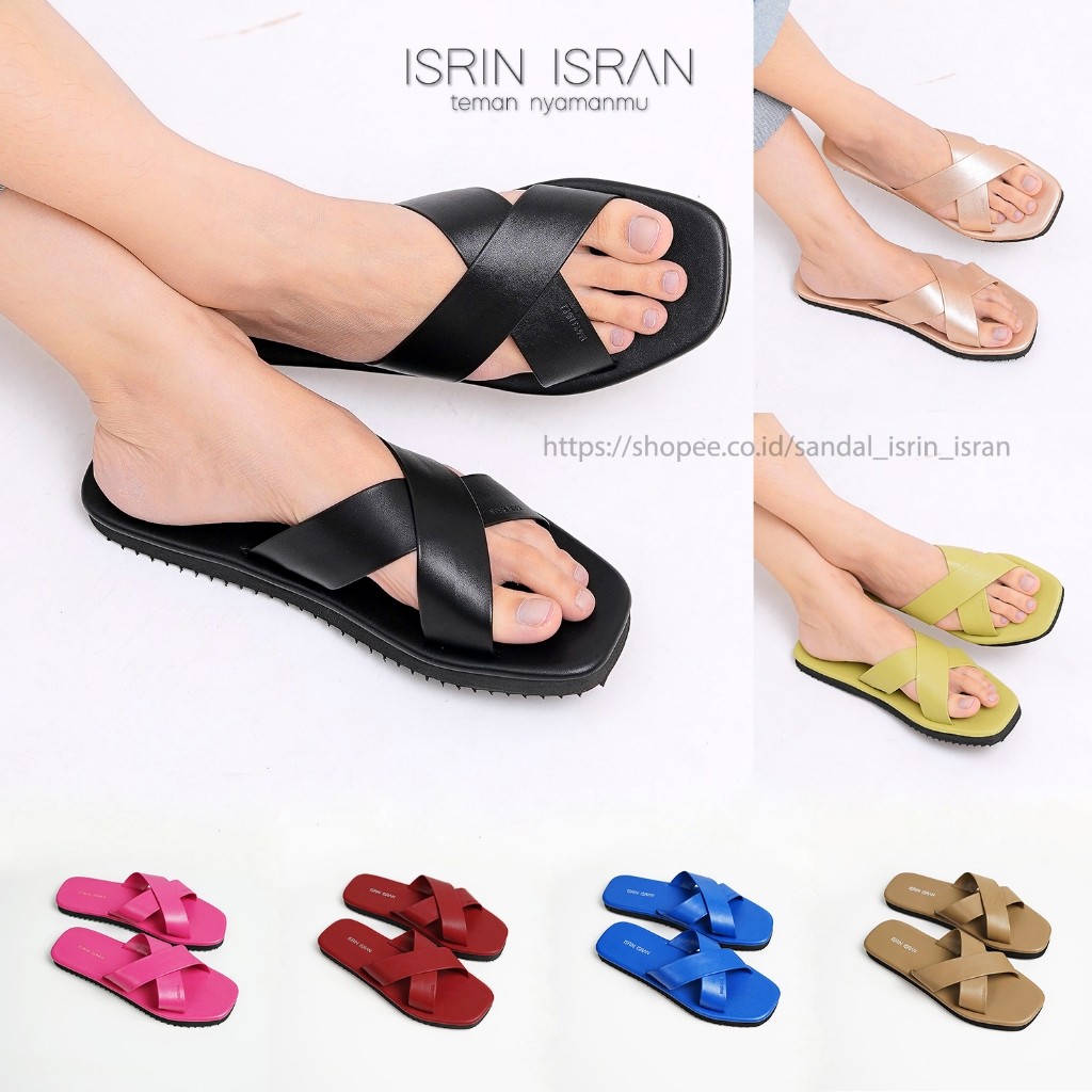 EVO STORE Sandal Slip On Wanita Silang Sendal Teplek ISRIN ISRAN CROSSIE