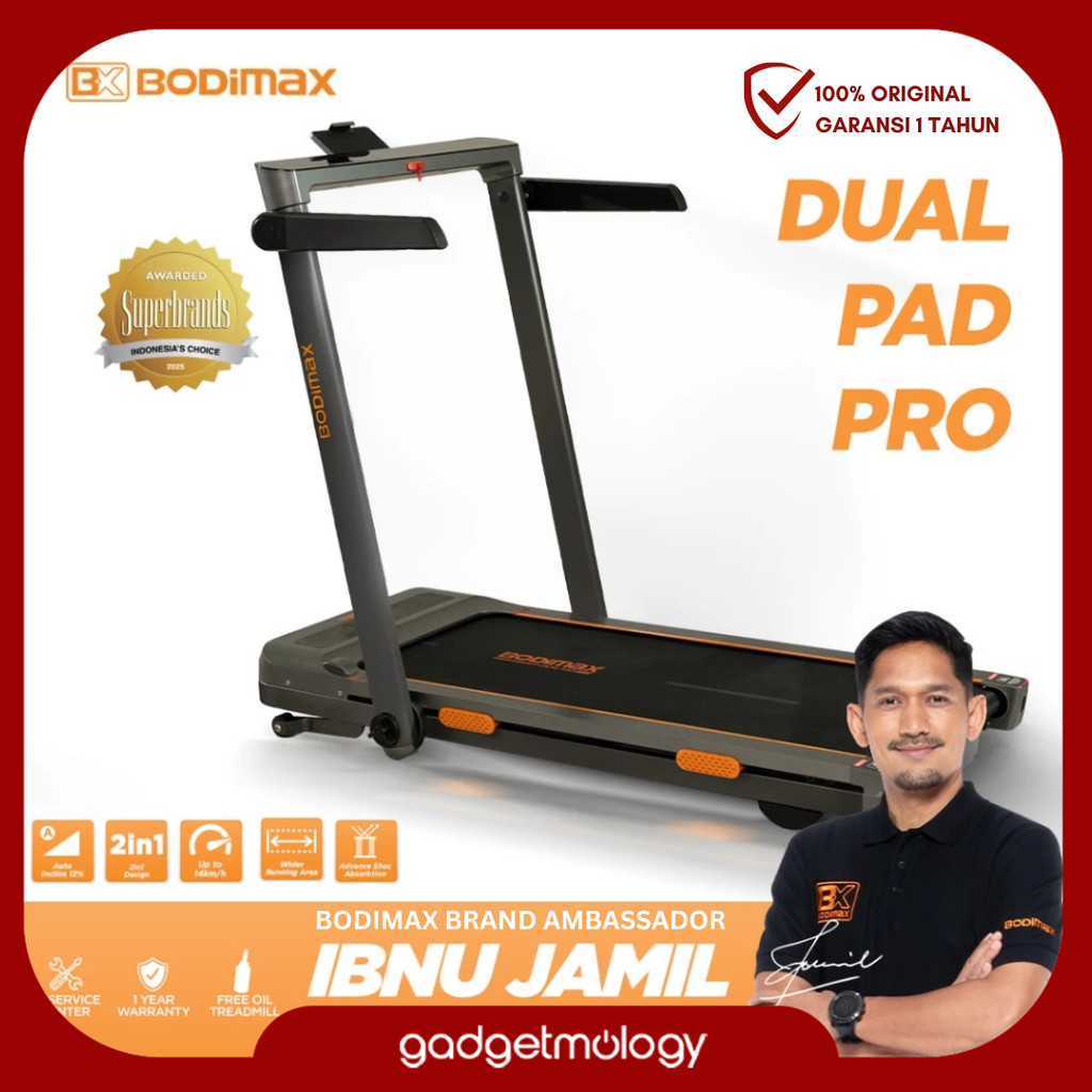 BODIMAX DUAL PAD PRO - Running Pad Treadmil Automatic Incline - Walking Pad Alat Olahraga Fitness
