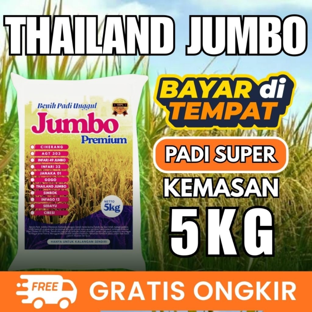 Benih padi bibit padi THAILAND JUMBO Kemasan 5Kg Original
